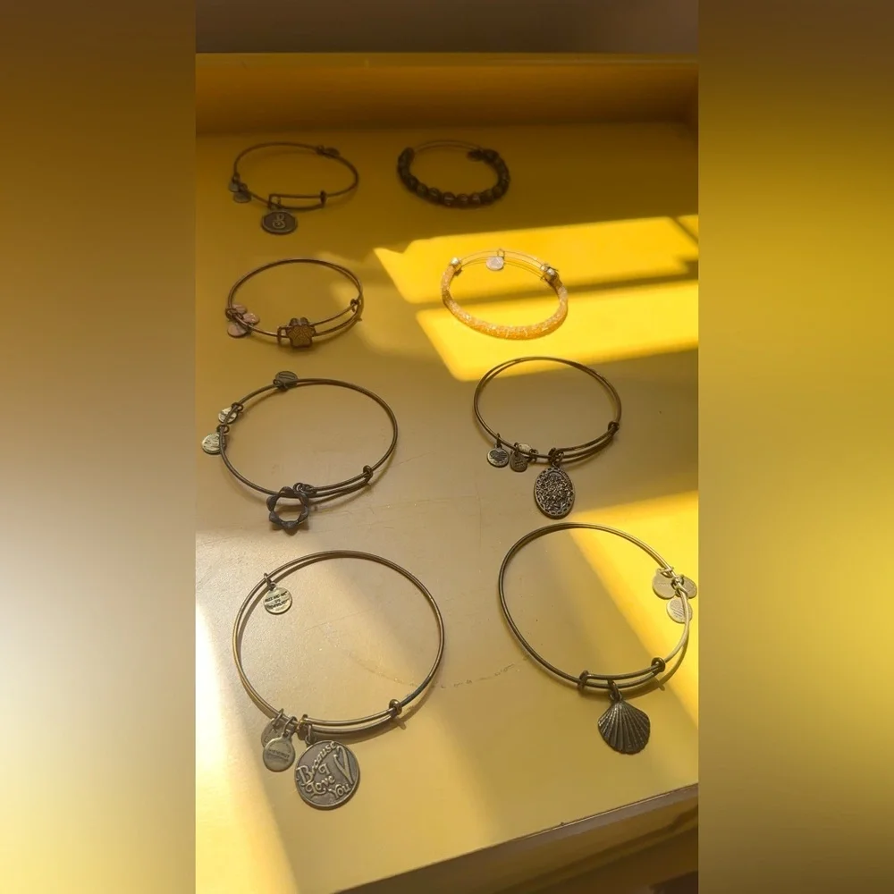 Lot of 8 Alex and Ani Gold Tone Bracelets
